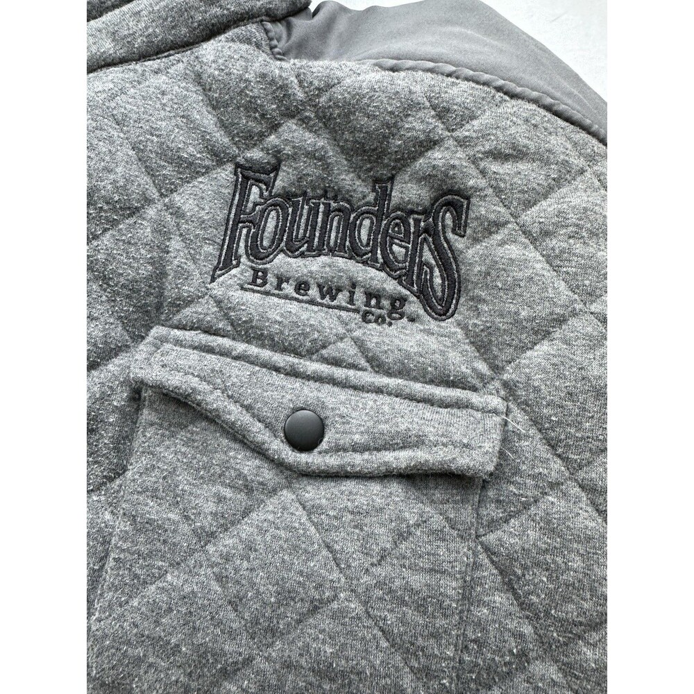 Founders Brewing Co. Quilted Snap Down Gray Full Lined Jacket Coat Sz M L 🍺